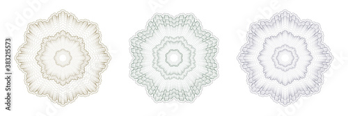 Design elements. Guilloche elements for make diploma or certificate. Set