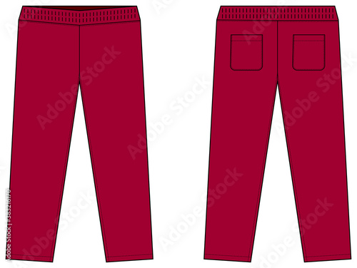 Casual jersey pants / sweat pants template vector illustration / red