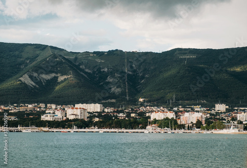 GELENDZHIK, RUSSIA. Markhotsky ridge around town Gelendzhik and coastline of Black sea, 10 June 2016.