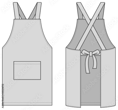 Apron vector template illustration (front/back) / gray