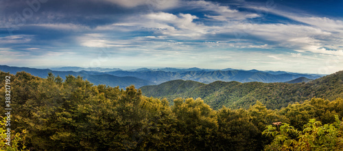 Panoramic view from an overlook along the Blue Ridge Parkway