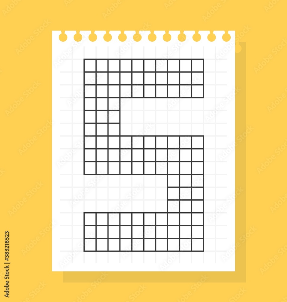 5 number on notepad sheet of squared paper, made of squares. Vector illustration 5 number on notepad sheet of squared paper, made of squares. Vector illustration