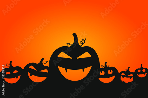 Happy Halloween. Cute pumpkins background. Halloween card design template for print or web