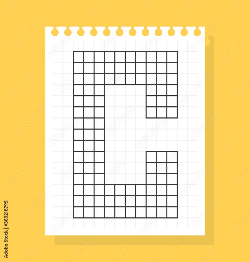 C letter on notepad sheet of squared paper, made of squares. Vector illustration C letter on notepad sheet of squared paper, made of squares. Vector illustration