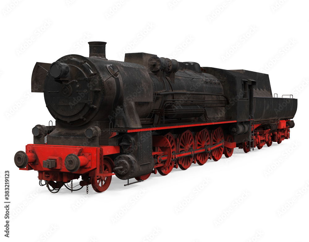 Naklejka premium Old Steam Locomotive Isolated