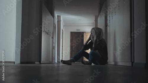 Nervous drug addict woman in pain