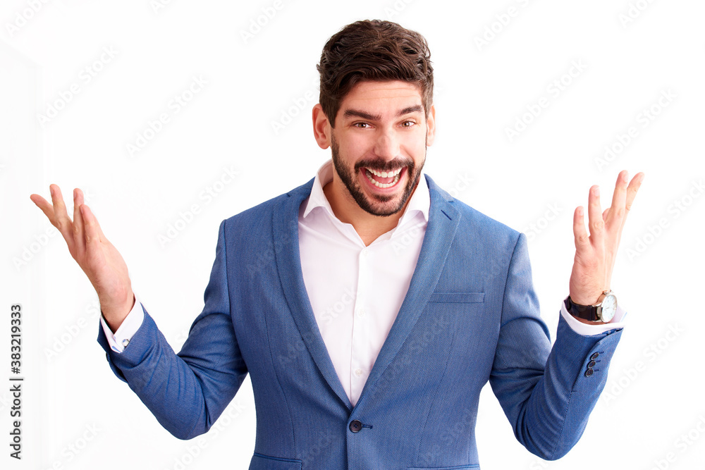 Young man with spread open arms Young man with spread open arms