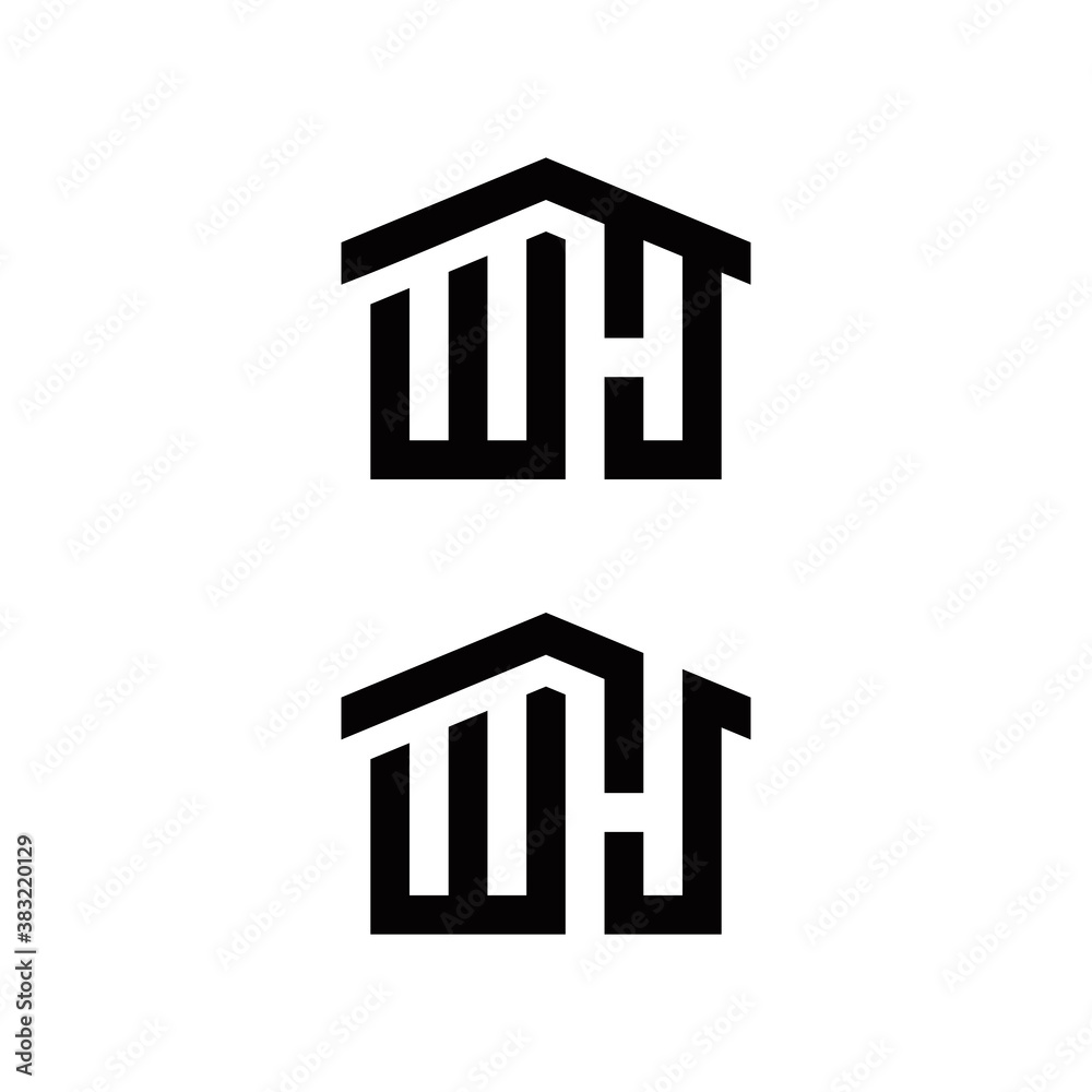 w h wh initial home logo design vector symbol graphic idea creative
