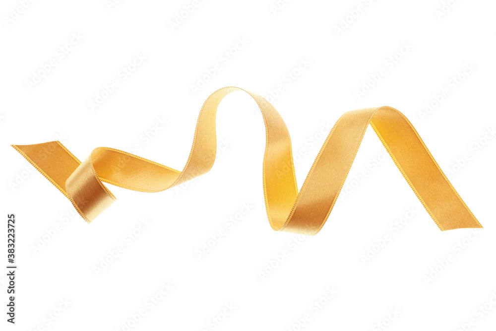 Fototapeta premium Gold curly ribbon isolated on white background