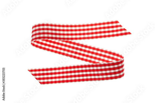 Checkered gift ribbon isolated on white background