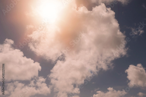 Beautiful white fluffy cloudy sky background,