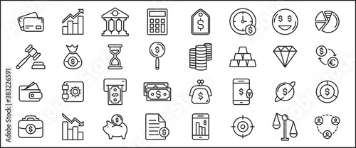 Simple Set of finance and banking business Related Vector icon graphic design. Contains such Icons as credit card, money, coin, bank, wallet, gold, and safe box