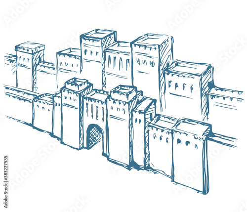 Babylonian Gate. Vector drawing scene