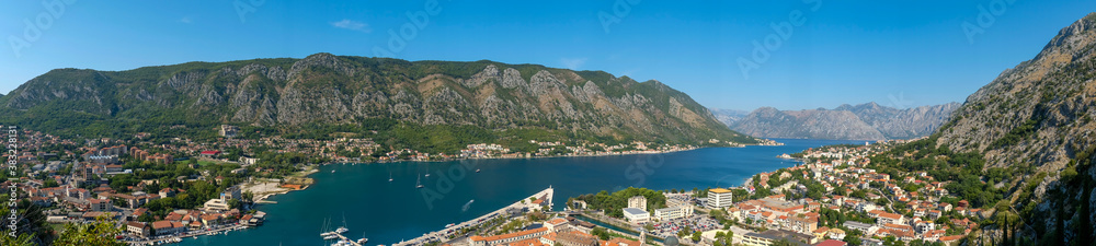 Harbor of Kotor, Montenegro. Kotor bay, Adriatic sea. Panoramic view.
