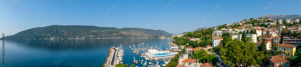 Panoramic view of harbor of Herceg Novi, Montenegro