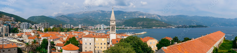 Panoramic view of old town of Budva, Montenegro