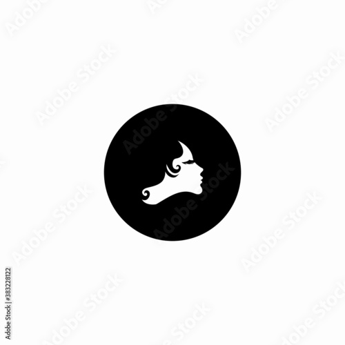 portrait of a girl icon logo vector