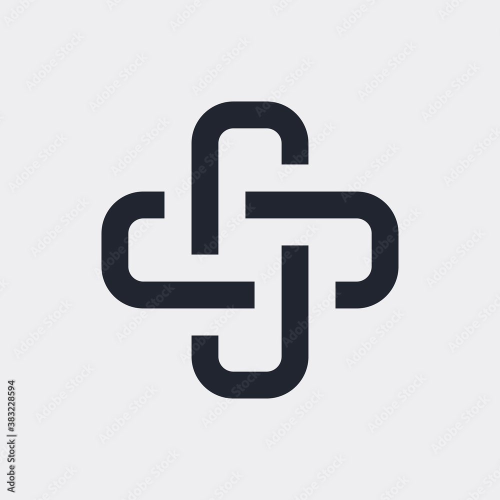 Complex Geometric Contemporary Element. Logo Design for Business Corporate Sign. Abstract Merged Figures Isolated on Gray Backdrop Complex Geometric Contemporary Element. Logo Design for Business Corporate Sign. Abstract Merged Figures Isolated on Gray Backdrop