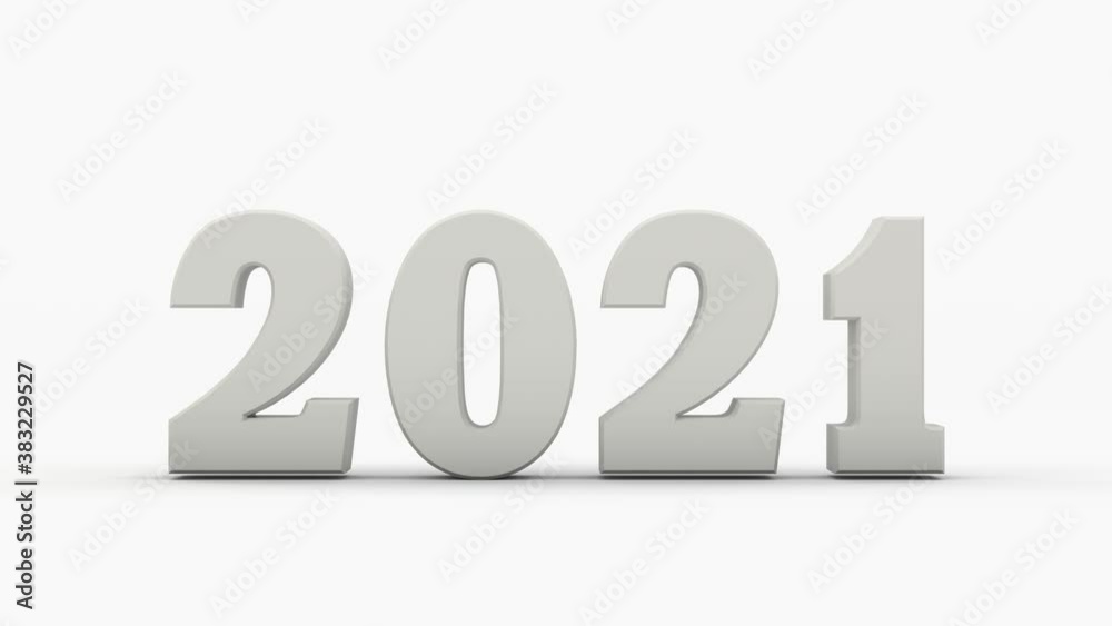 3D animation of the date 2020 of the outgoing year. The numbers rotate and change to the date of the 2021 new year. 3D animation of the date 2020 of the outgoing year. The numbers rotate and change to the date of the 2021 new year.