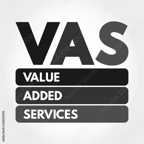 VAS - Value Added Services acronym, business concept background