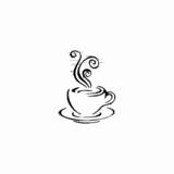 cup of coffee with heart icon logo vector