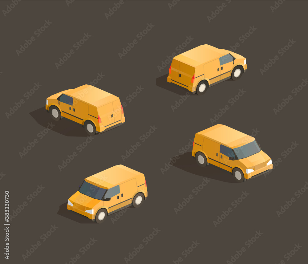Isometric yellow minivan Isometric yellow minivan