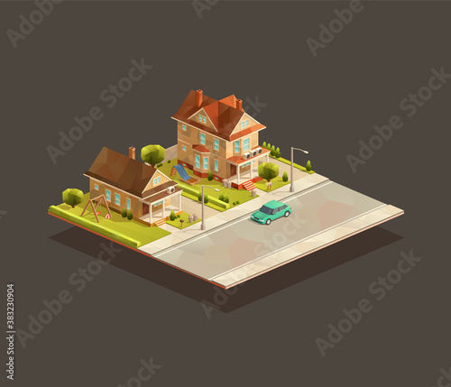 Set of Suburbian family houses