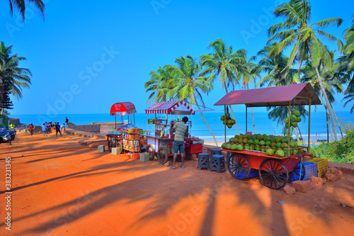 Food stalls near sinquerim beach in Candolim, Goa. photo