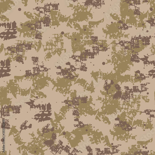 Camouflage seamless pattern, shabby military style surface.