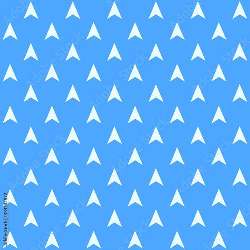 Geometrical white triangle arrow repeat pattern with light blue background