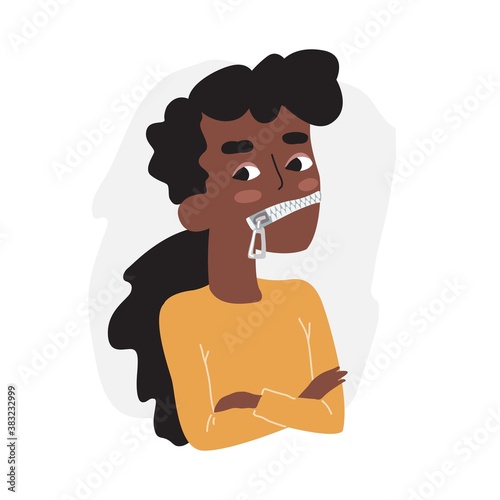 Don t gossip. Gossip Girl. Portrait of a girl with a lock on her mouth