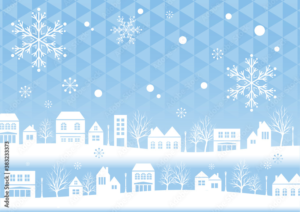雪の町の景色の背景イラスト Stock Vector Adobe Stock