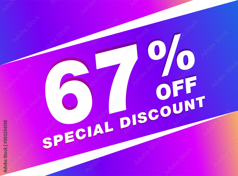 67% OFF Sale Discount Banner. Discount offer price tag. 67% OFF Special Discount offer