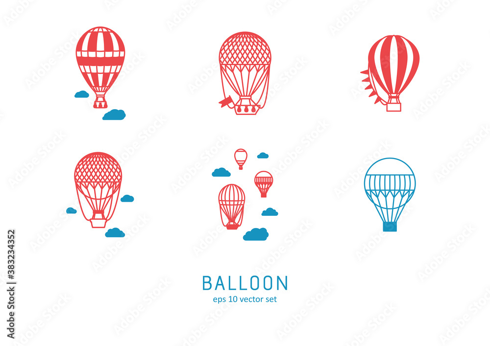 Balloon - vector icons set on white background.