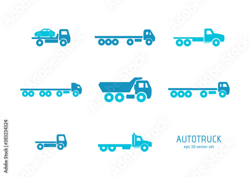 Truck - vector icons set on white background.