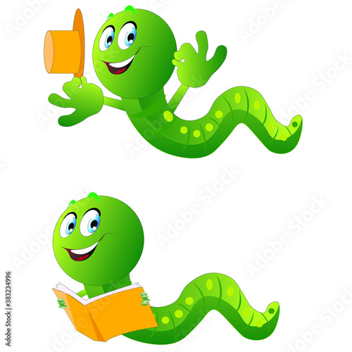 vector illustration of book mister worm
