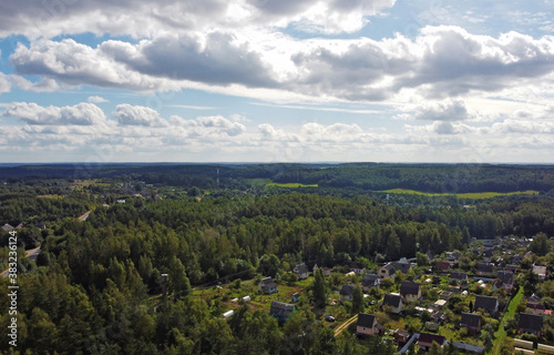 Beautiful top view of forest landscape with green trees