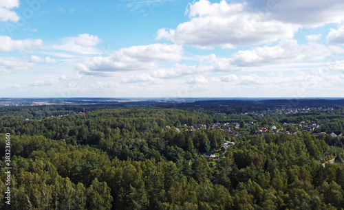 Beautiful top view of forest landscape with green trees