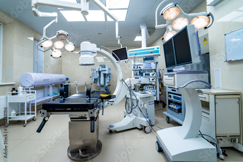 Fototapeta Naklejka Na Ścianę i Meble -  Surgery. Operating room with special equipment. Hi-tech technologies in hospital.