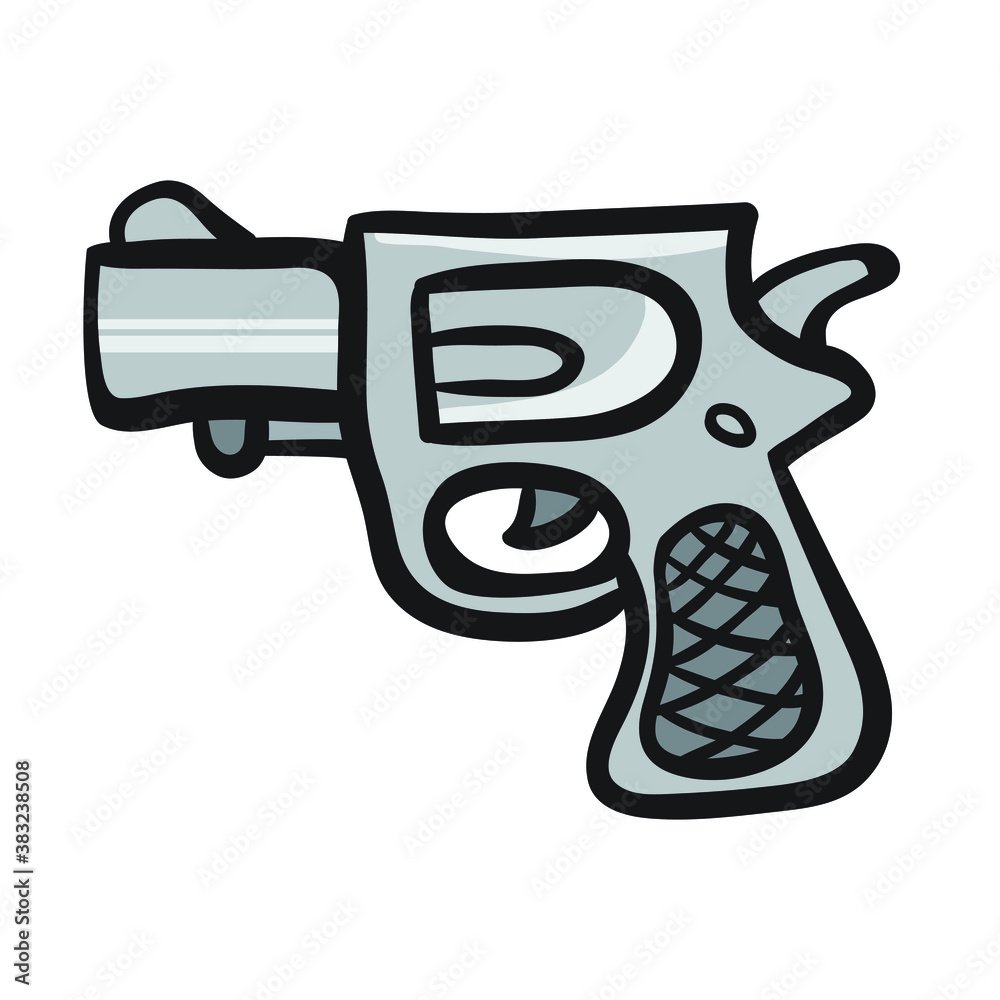 black and white illustration of a gun