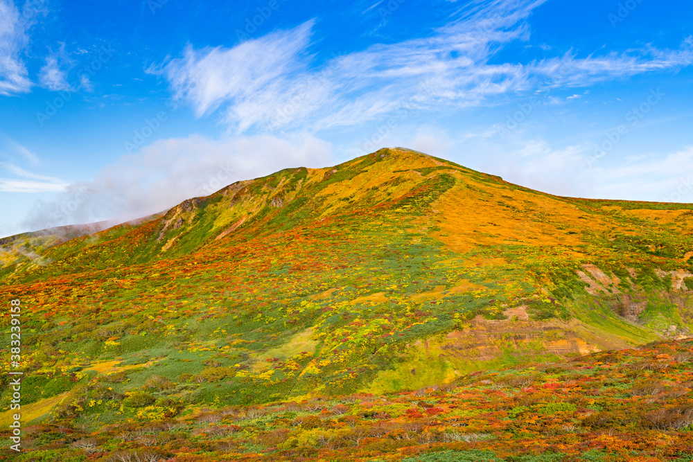 栗駒山全山紅葉神の絨毯と登山道