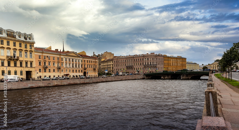 Naklejka premium St.Peterburg. Russia. River in Saint Petersburg Russia. Saint Petersburg with its buildings.