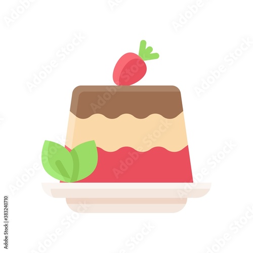 bakery shop icons related bakery cake in layers with plate vectors in flat style,