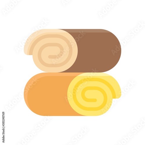 bakery shop icons related baked cake roll with slices vectors in flat style,