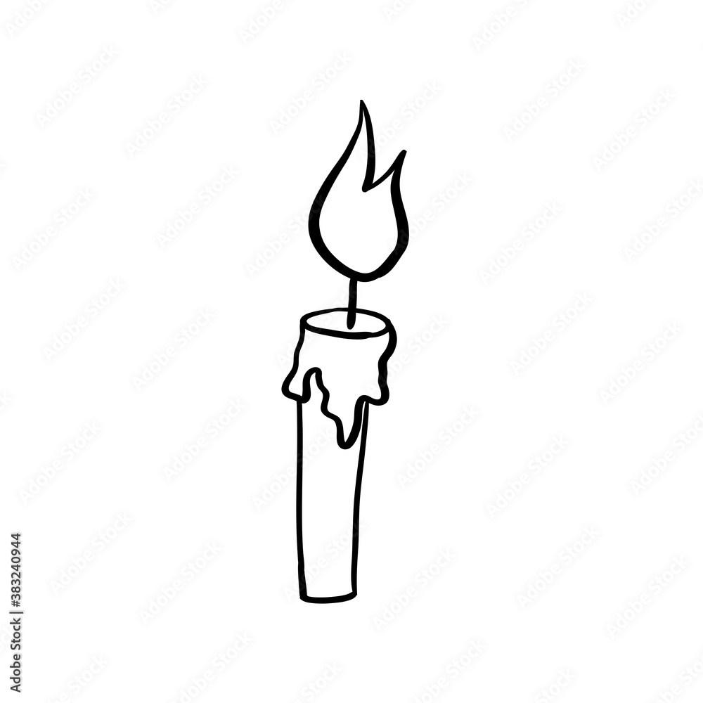 Halloween candle doodle element. Isolated vector illustration for october holiday design Halloween candle doodle element. Isolated vector illustration for october holiday design