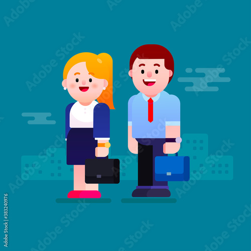Businesswoman and businessman working concept illustration
