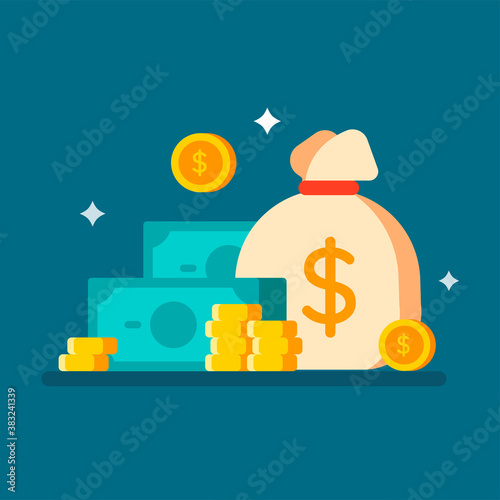 Money bag. cash and coins 