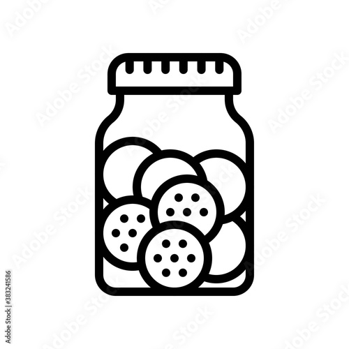 bakery shop icons related baked cockies or biscuits jar vectors in lineal style,