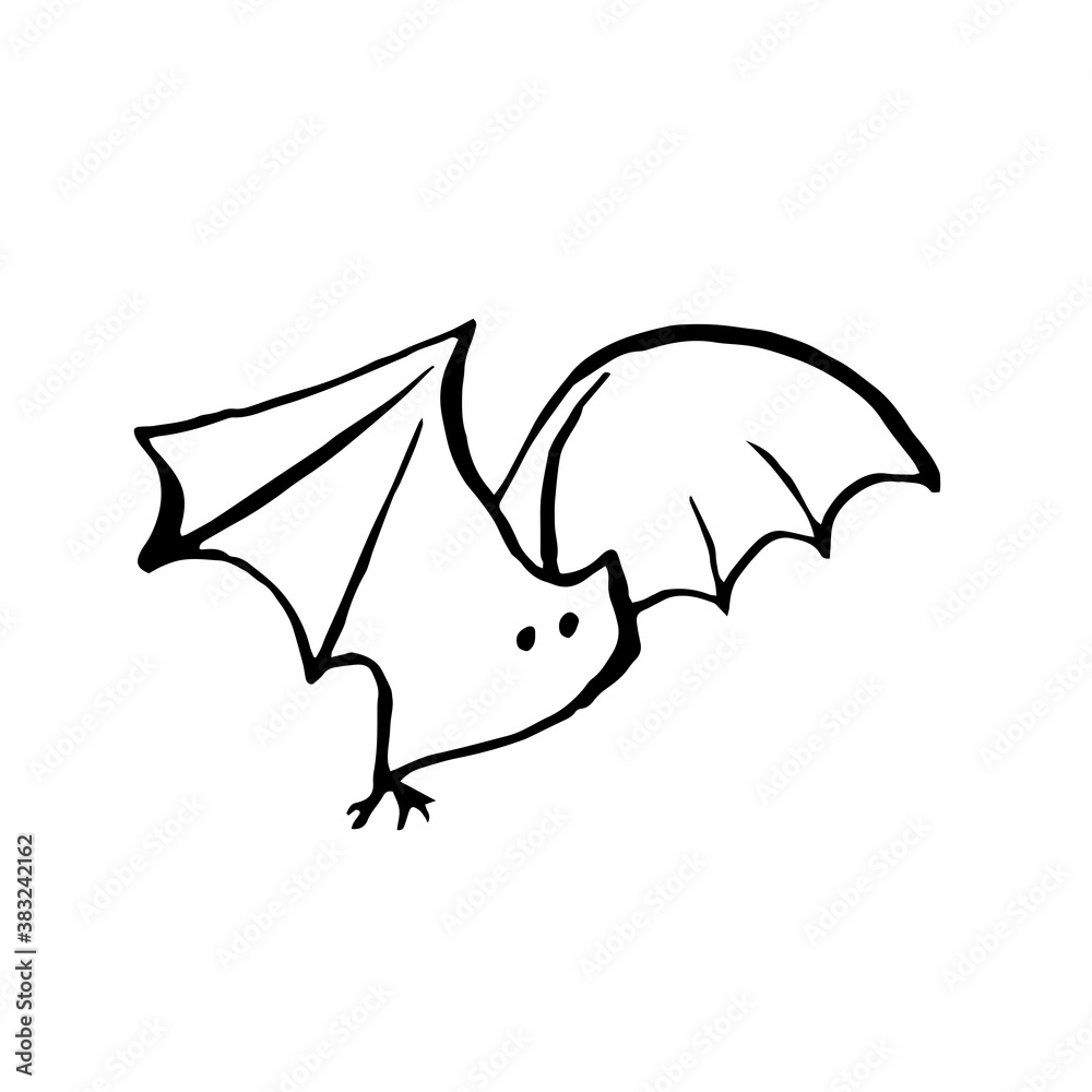 Fototapeta premium Halloween bat doodle element. Isolated vector illustration for october holidays design