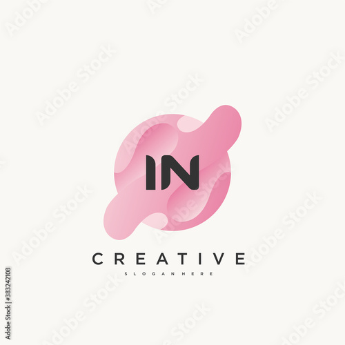 IN Initial Letter Colorful logo icon design template elements Vector